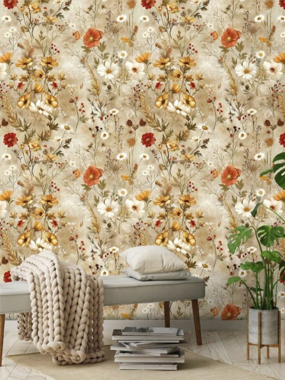Vintage Plant and Floral Wallpaper